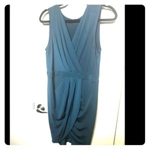 Turquoise green draped dress